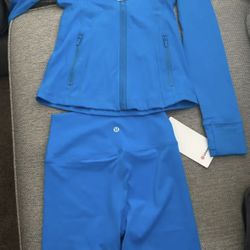 Lululemon Matching Set (Jacket + Shorts) – Bright Blue – New w/ Tags