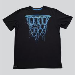 Nike vintage basketball dri fit black and blue graphic T shirt Size Large 