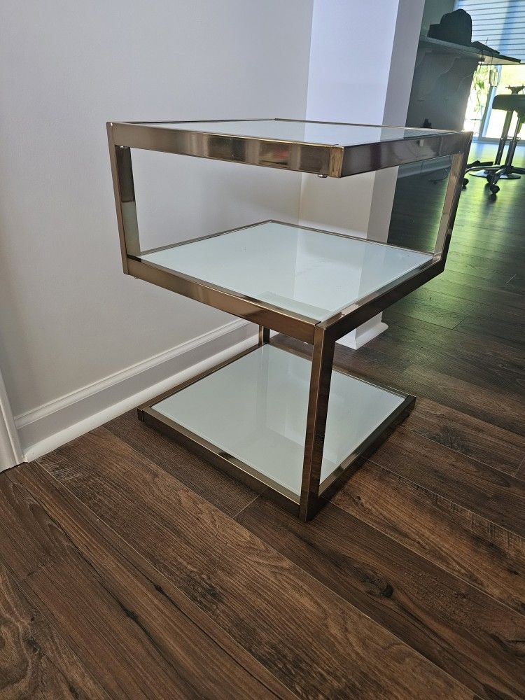 Rose GOLD Bedside Occasion Table 3 - Shelf