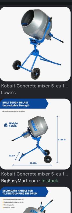 Kobalt 5 Cu Ft Concrete Mixer