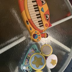 Toddler Musical Toys Cat Piano And Bluey Drumset 
