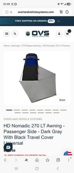 HD Nomadic 270 Degree Awning - Passenger Side - Dark Gray Awning With Black Cover