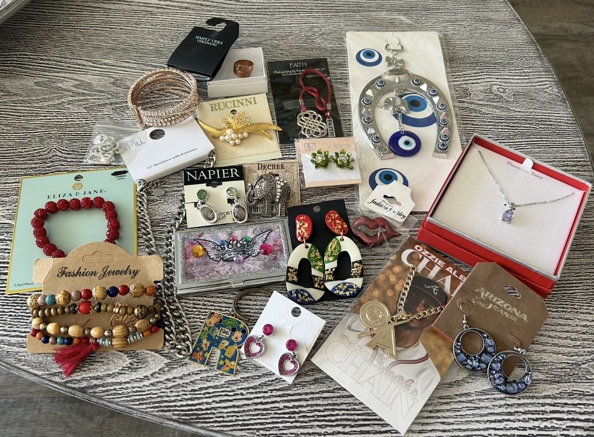 Costume jewelry lot; necklaces, earrings, bracelets. $15 for the lot