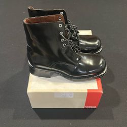 Diesel Black Leather Boot 8.5 Rare Red Stripe