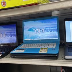Hp Stream Sky Blue Computer Laptop 14” With Charger Working Condition 