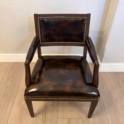 Vintage Paoli Chair Company Brown Lounge Chair w/ Brass Nailhead Design