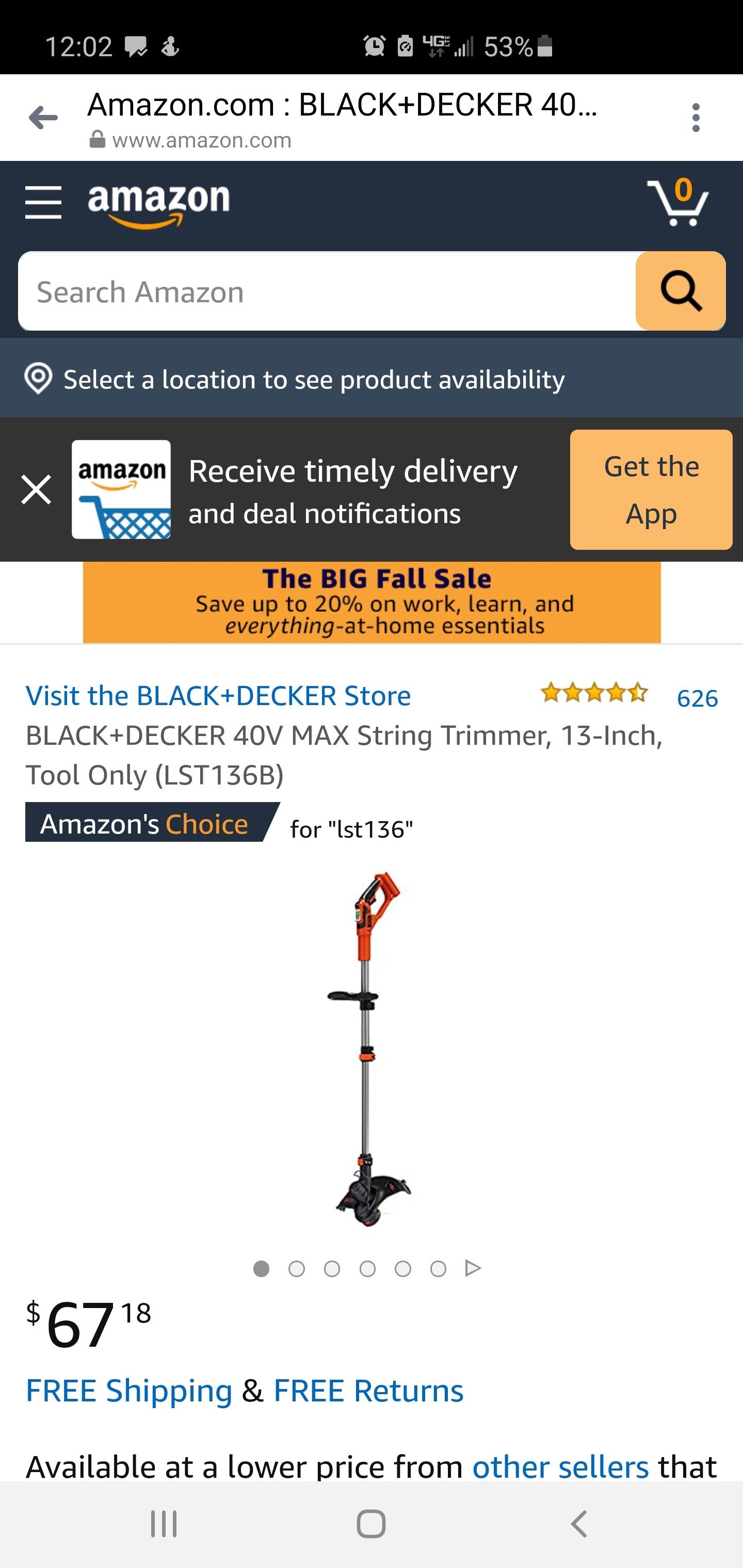 BLACK+DECKER 40V MAX String Trimmer, 13-Inch, Tool Only (LST136B)
