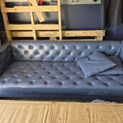 Carvee Leather Blue Couch NEW