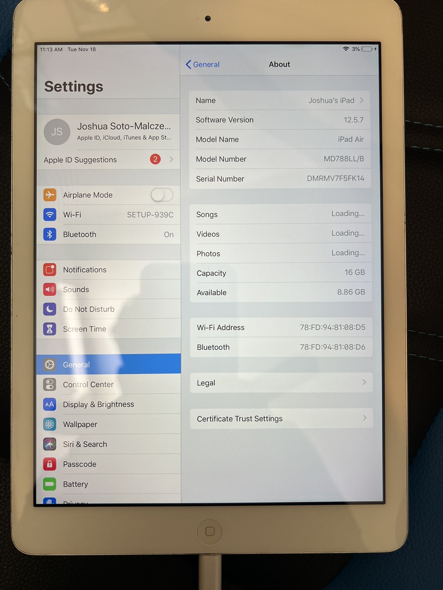 iPad Air 16gb White