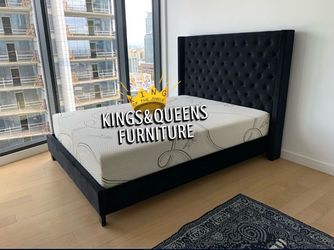 New Queen bed frame with mattress