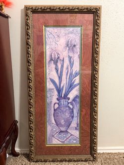 Framed Floral Iris Vase Wall Art Print