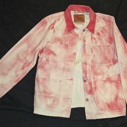 Levi's Men's Red/White Denim Trucker Jacket, XS