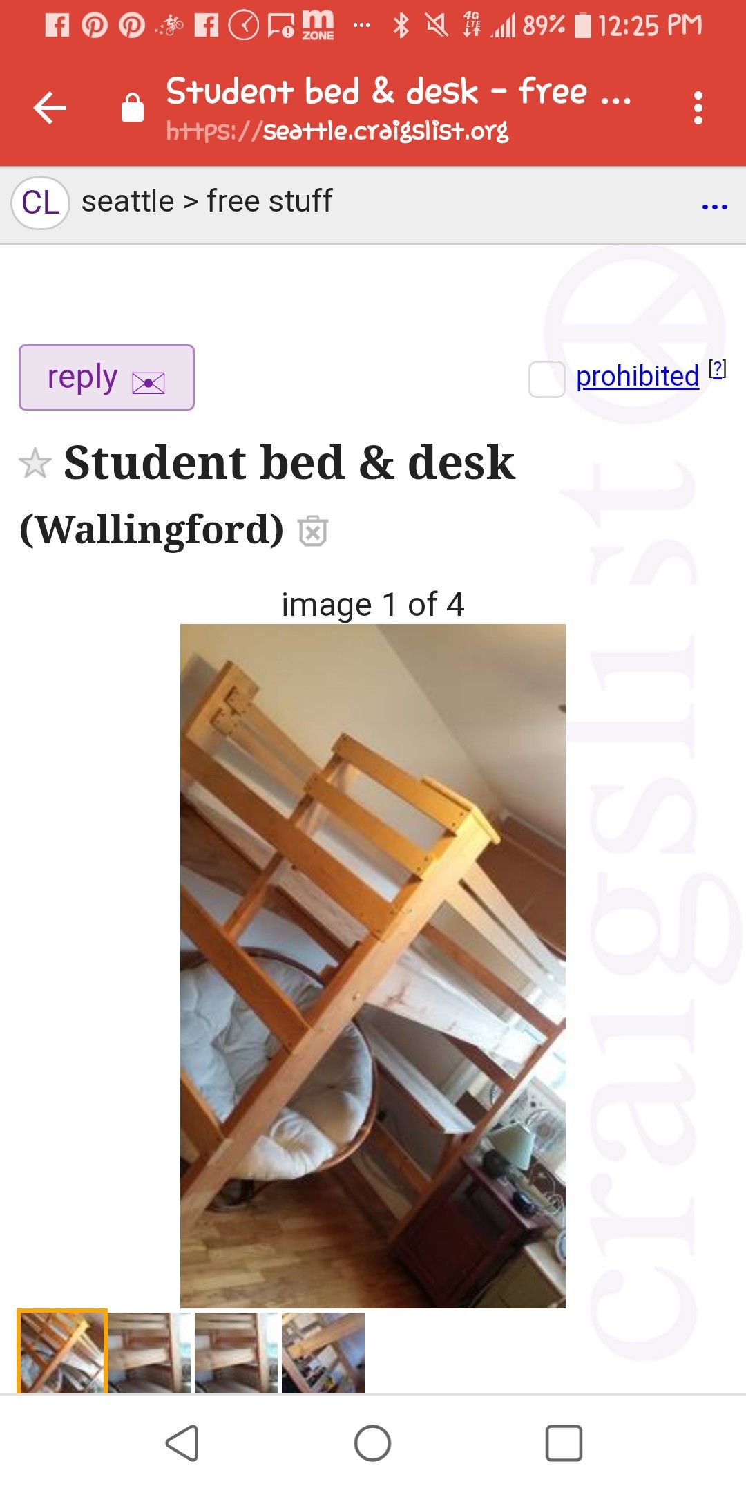 Student bunk bed with desk