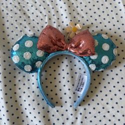 Disneyland Disney Parks Minnie Mouse Ears Hat Polka Dot Flower Blue