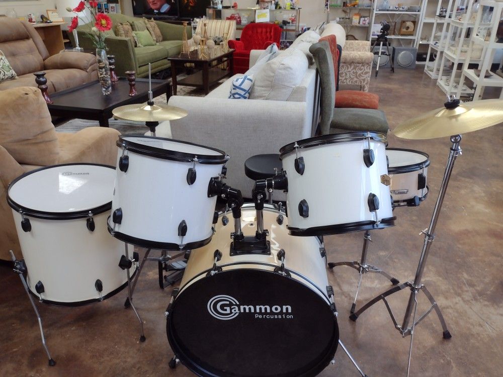 White Drum Set Comes With Everything