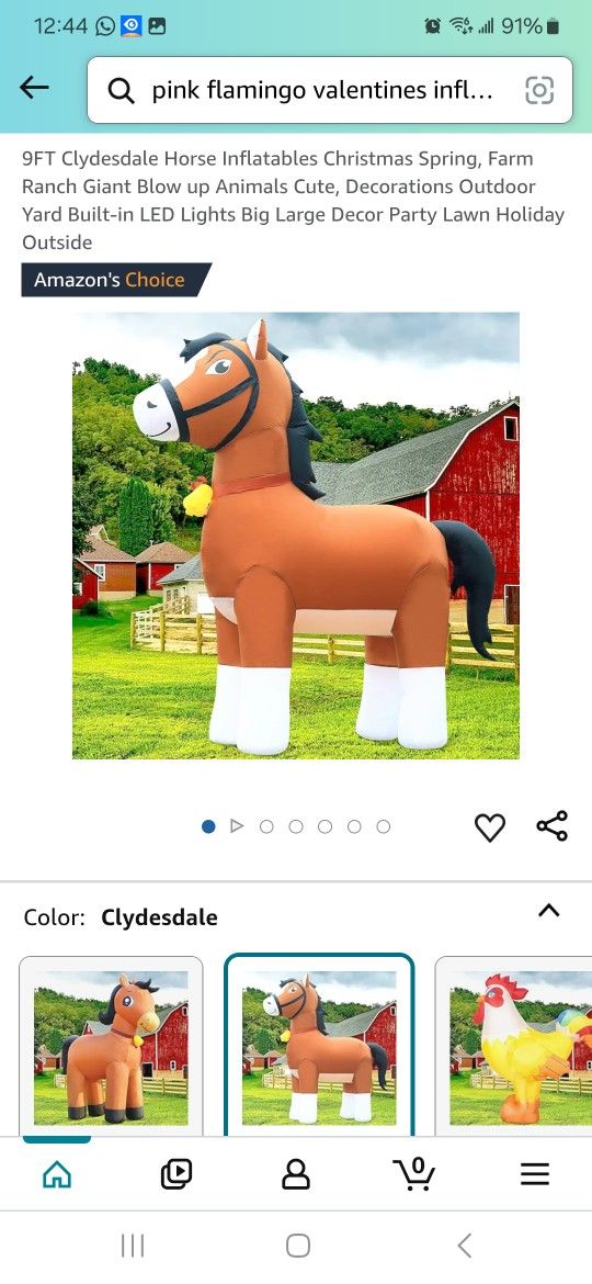 9FT Clydesdale Horse Inflatables Christmas Spring, Farm
Ranch Giant Blow up Animals Cute