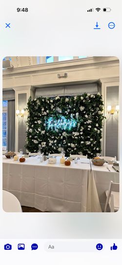 Green With White Flowers Backdrop