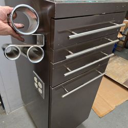 Salon station with power outlets and dryer holder