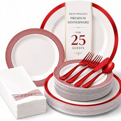 175-Piece Disposable Party Dinnerware Set For 25 Guests 