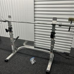 Olympic Bar, Weights, & Squat/Bench Rack
