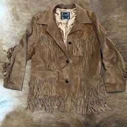 VTG- Leather Fringe Western Jacket 