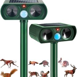 2 Pack 2025 Solar Ultrasonic Animal Repellent Squirrel Fortress New