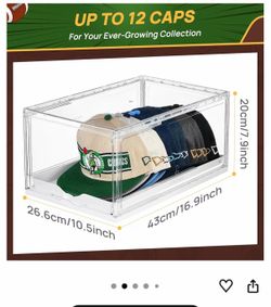 Vtopmart 2 Pack Hat Organizer for Baseball Caps, Clear Hats Holder Box with Drawer, Large Cap Storage with Sliding Tray, Stackable Rack Display Case w