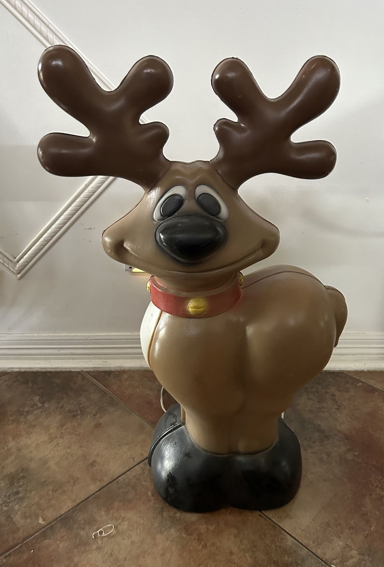 Vintage Smiling Reindeer General Foam Blow Mold Christmas Yard Decor 27"