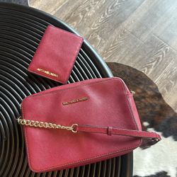 MK Crossbody+Red Wallet/Passport Holder