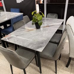 7 Pcs Dining Set Real stone Table Top NEW