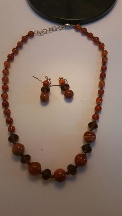 Short necklace and Hanging earrings set