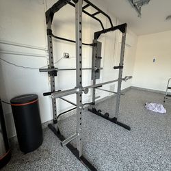 Gym Equipment. Squat Rack, Bench, Plates, Barbell 