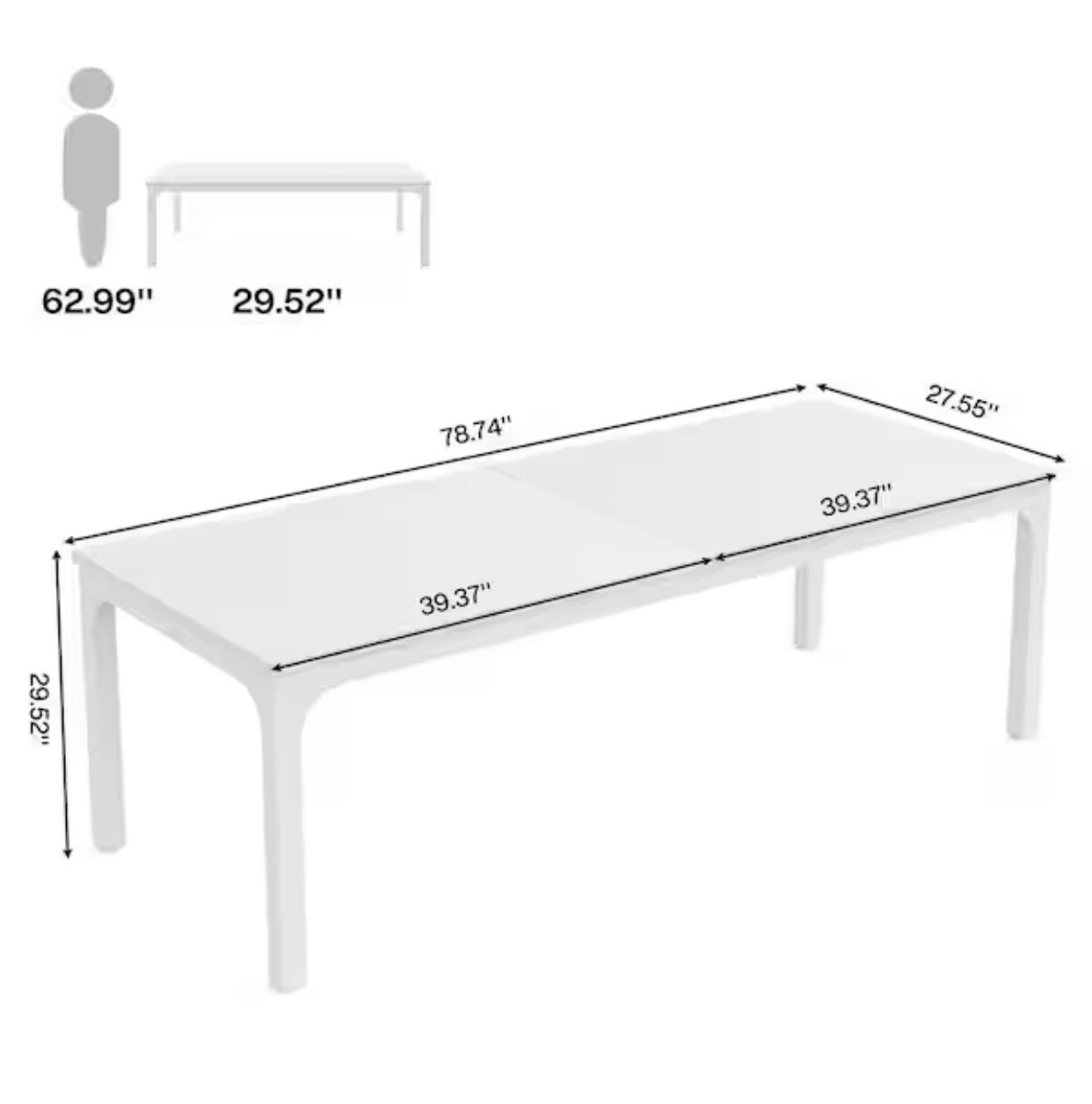 All New 78” Rectangular Dining Table