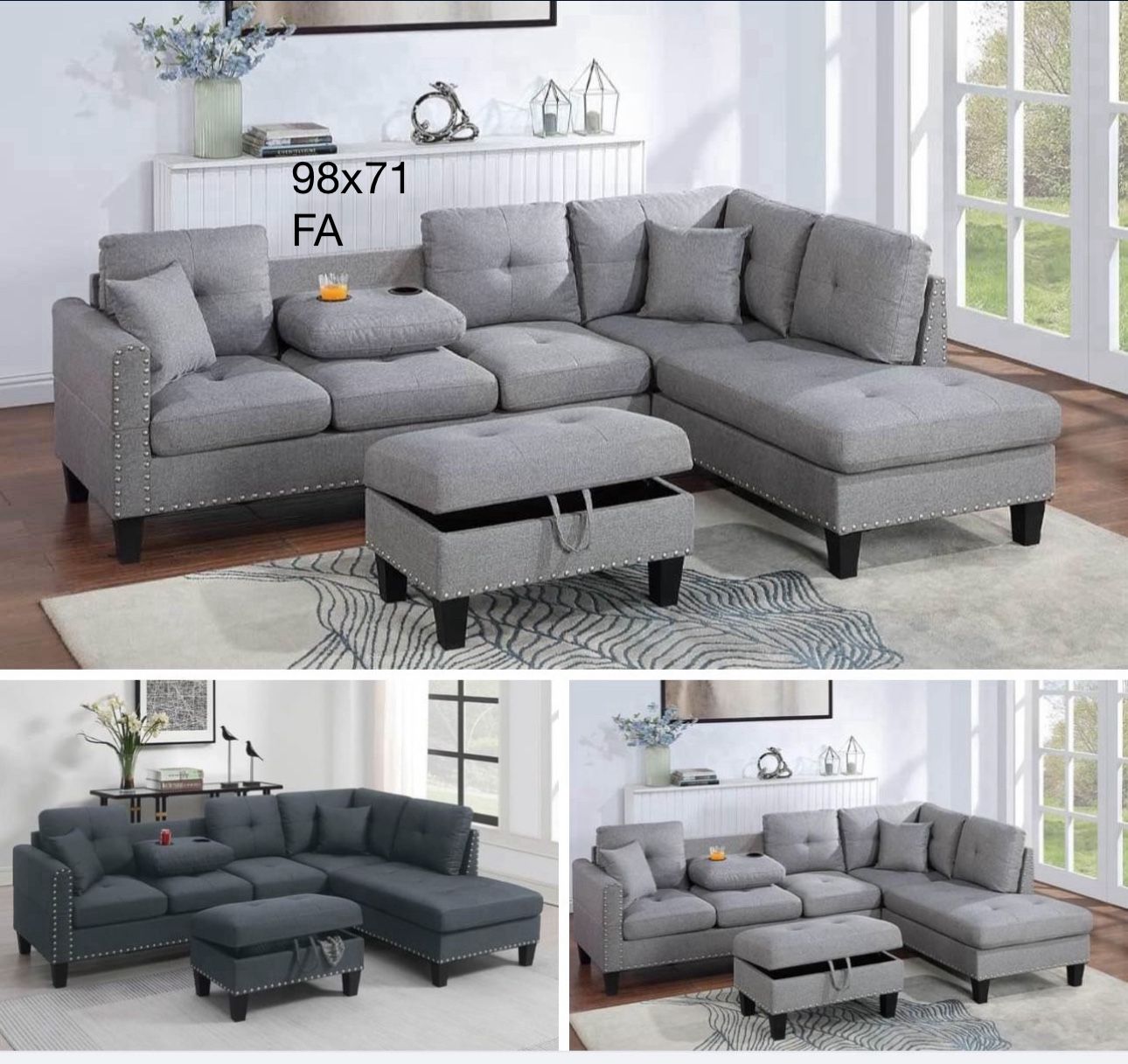$379 Sectional Couch With Ottoman-brown $399
