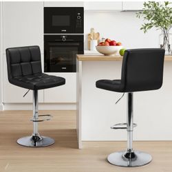 Bar Stools Set of 2 Adjustable Counter Height Barstools Black
