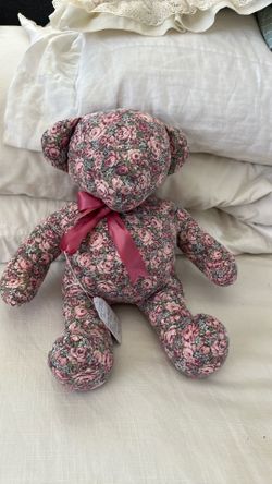 Vintage, handmade, medium sized purple rose country bear