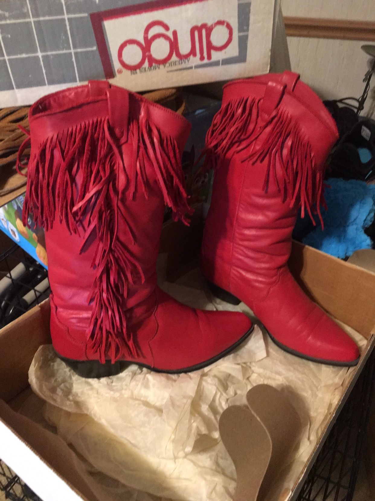 Vintage Dingo Ruby Red Deercow Boots 7M (OBO)