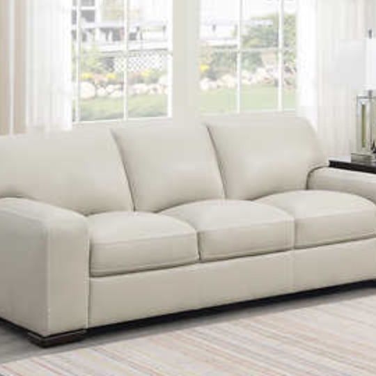 NEW  White Leather Buckley Leather Sofa Couch