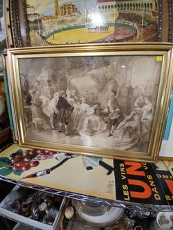 Vincente V. de Paredes "Royal Visitors in Watteau's Studio" Lithograph Art Print