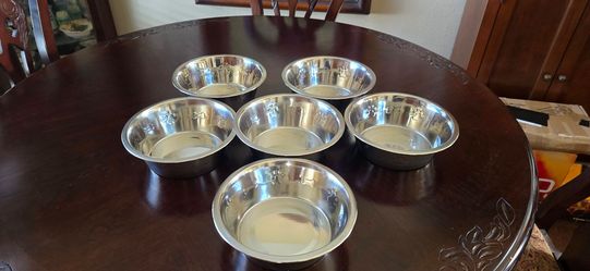 Set of 6 Large Stainless Steel Dog Bowls – New