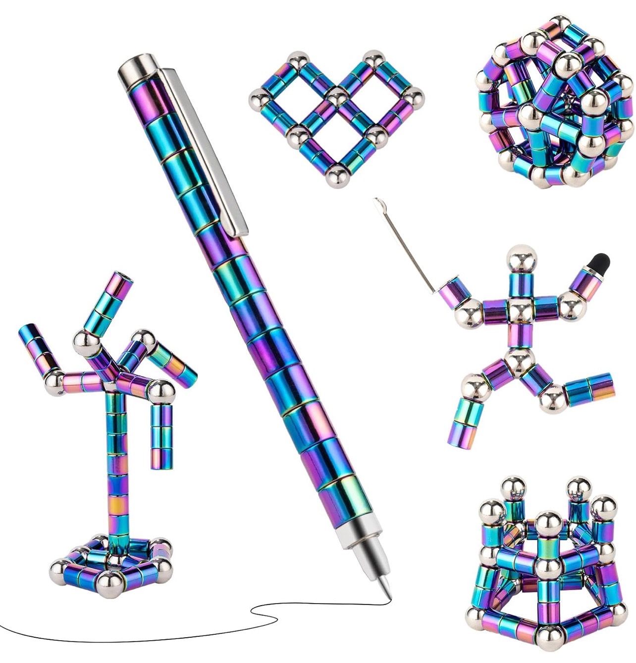 Color Fidget Pen,Magnetic Pen Fidget Toys,Cool Gadget Best for Stress and Anxiety Relief and Kill Time,Sensory Tool EDC Fidgeting Game,Unique Gifts fo