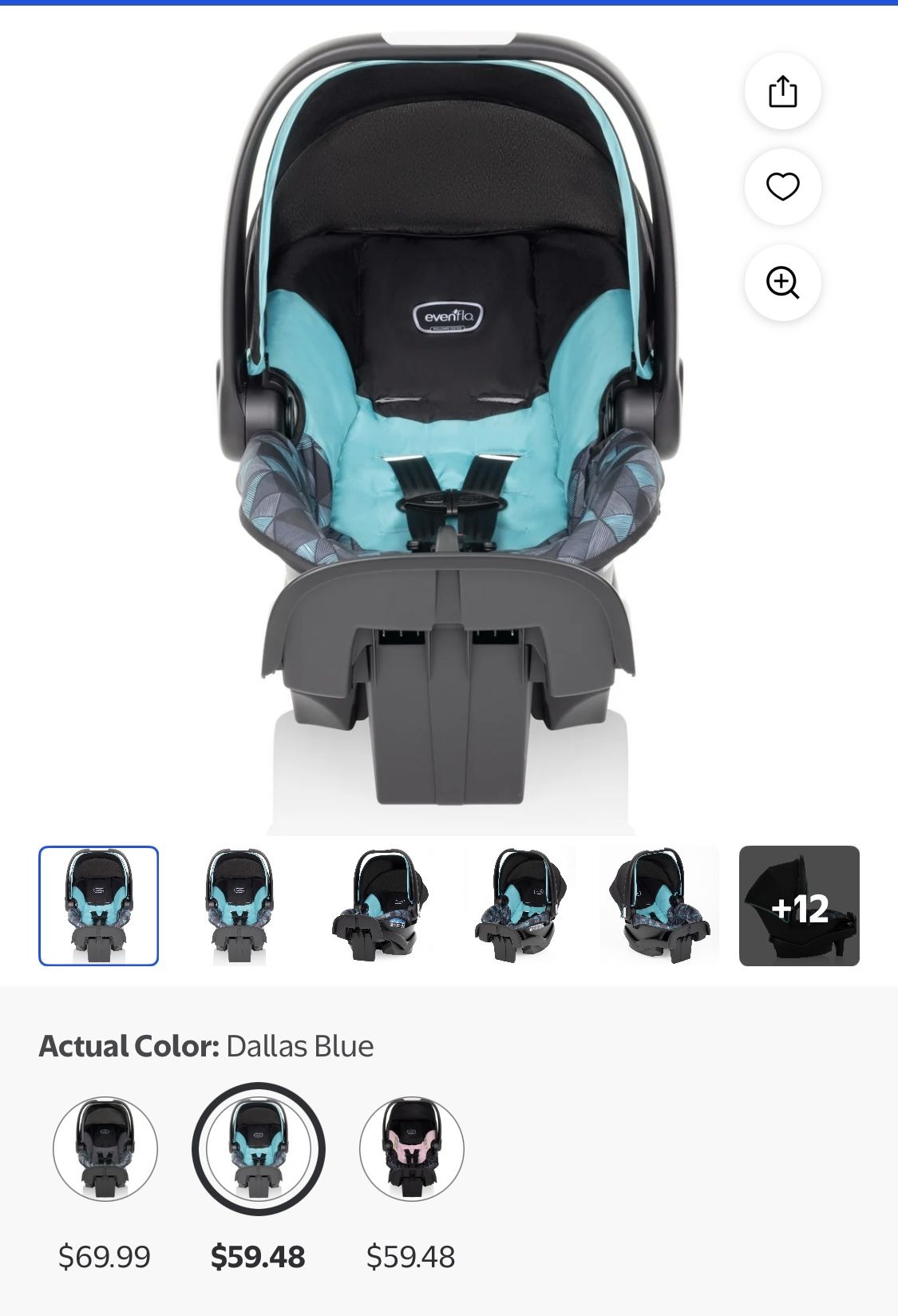 Blue And Black Even Flo Infant Car seat