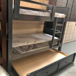 Triple Twin Bunk Bed With Mattress Included 