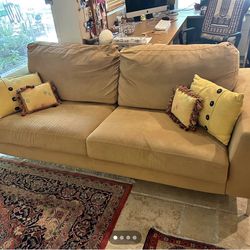 American Leather Suede Mustard Color Couch In