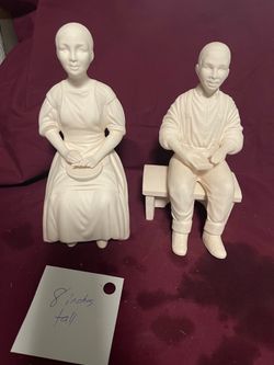 Vintage fired ceramic black farm character figures set
