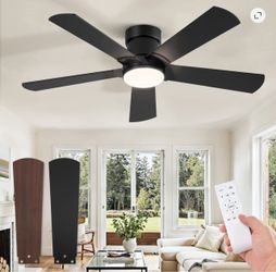 Zardon Ceiling Fans with Lights and Remote, 42in Low Profile Flush Mount with 6 Reversible Speed