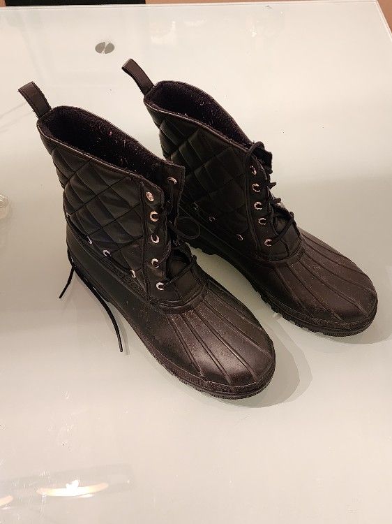 Sperry Saltwater Duck Boots Women's Size 10 Black Quilted Nylon Rain Boots