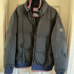 Tommy Hilfiger, navy blue puffer jacket Coat Mens size large Retro Puffer 