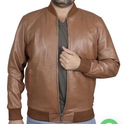 Men’s Bomber Biker Style Slim Fitted Leather Jacket.