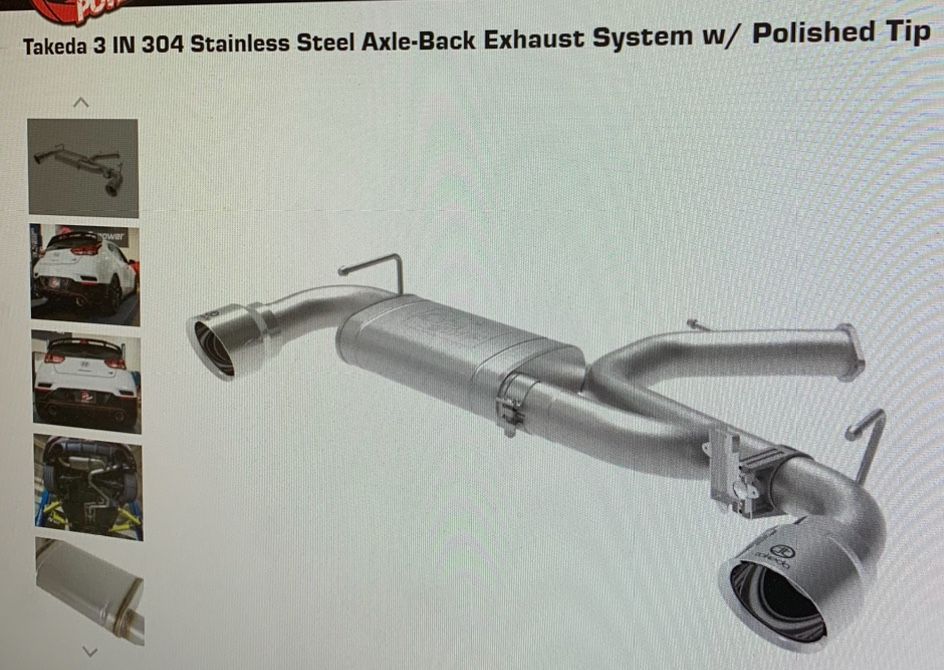 Takeda 3 IN 304 Stainless Steel Axle-Back Exhaust System  Hyundai Veloster N 19-20 L4-2.0L